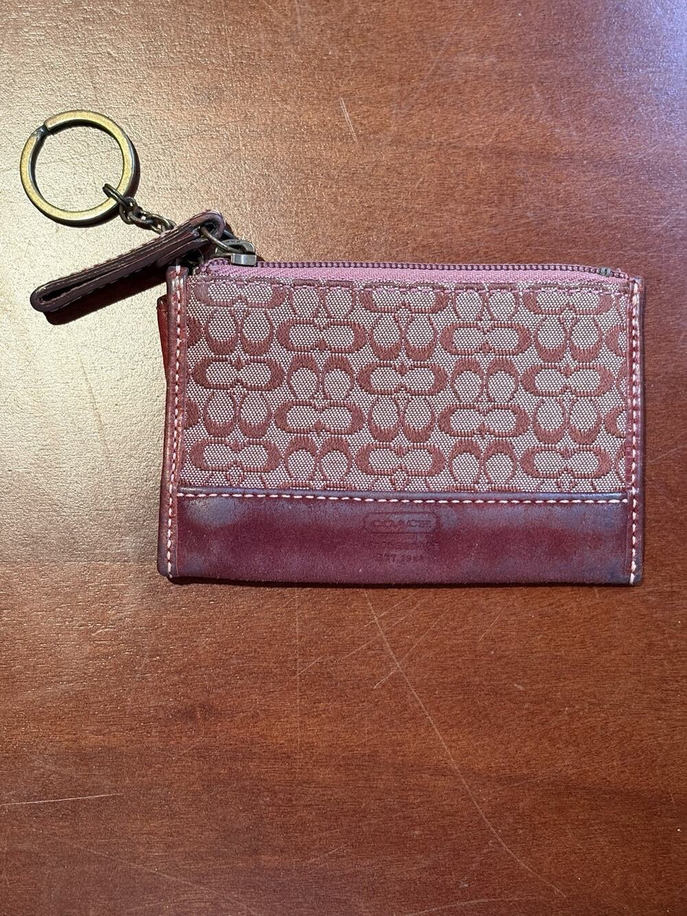 Coach Women’s Signature Logo Zip Coin Purse Wallet Card Holder Keyring
